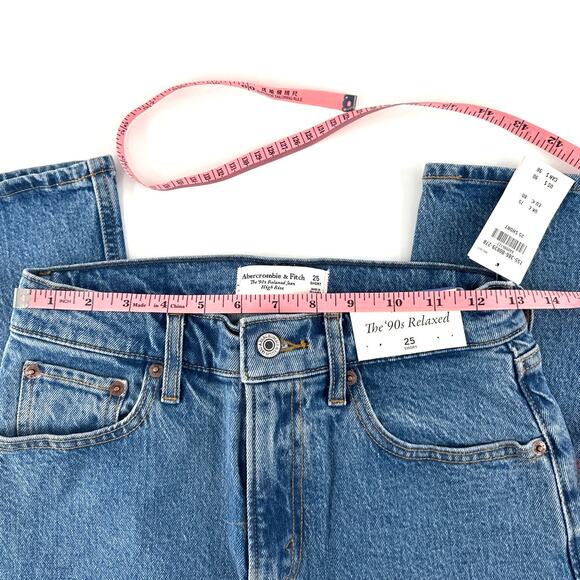 Abercrombie & Fitch Women's Medium Marble High Rise 90s Relaxed Jeans 25 Short - Picture 7 of 11